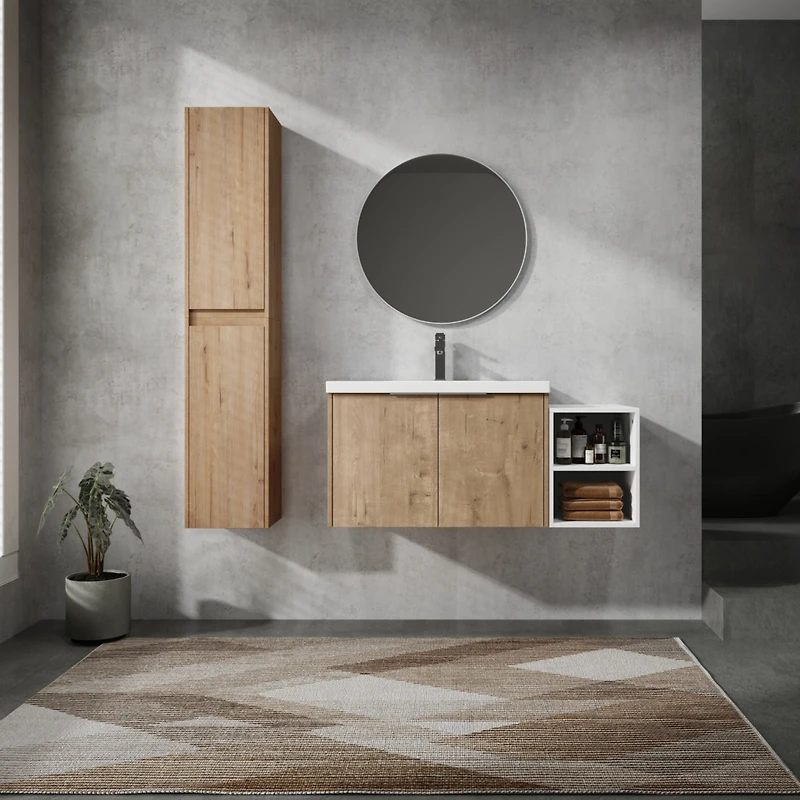 Streamdale Wall-Mount Vanity with Sink & Side Cabinet, 42