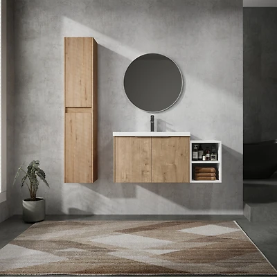 Streamdale Wall-Mount Vanity with Sink & Side Cabinet, 42