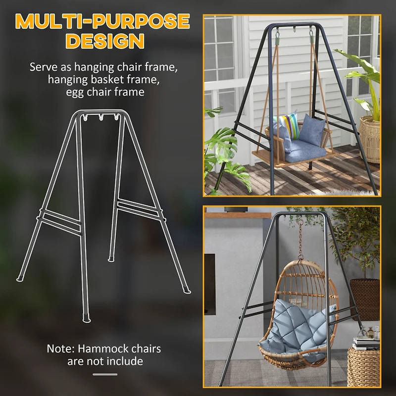 A-Shaped Hammock Chair Stand, Heavy Duty Swing Stand for Indoor & Outdoor Use, Max 330 lbs., Black