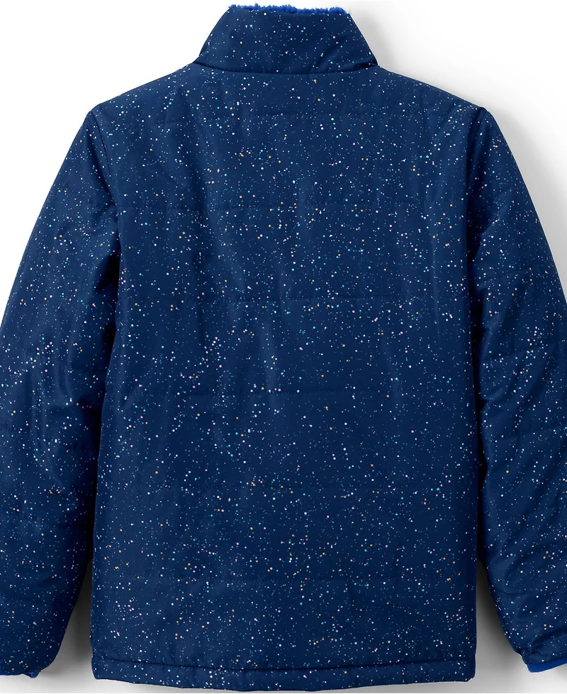 Lands' End Girls Reversible Fleece Puffer Jacket
