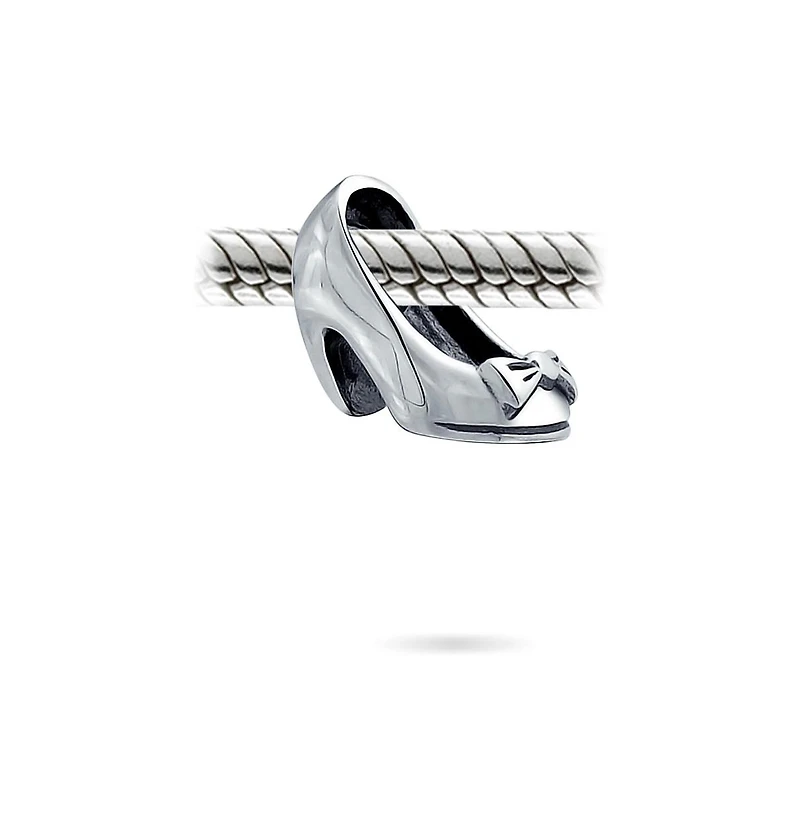 Bling Jewelry Ladies Bow Pump Stiletto Charm Bead Sterling Silver for European Bracelet