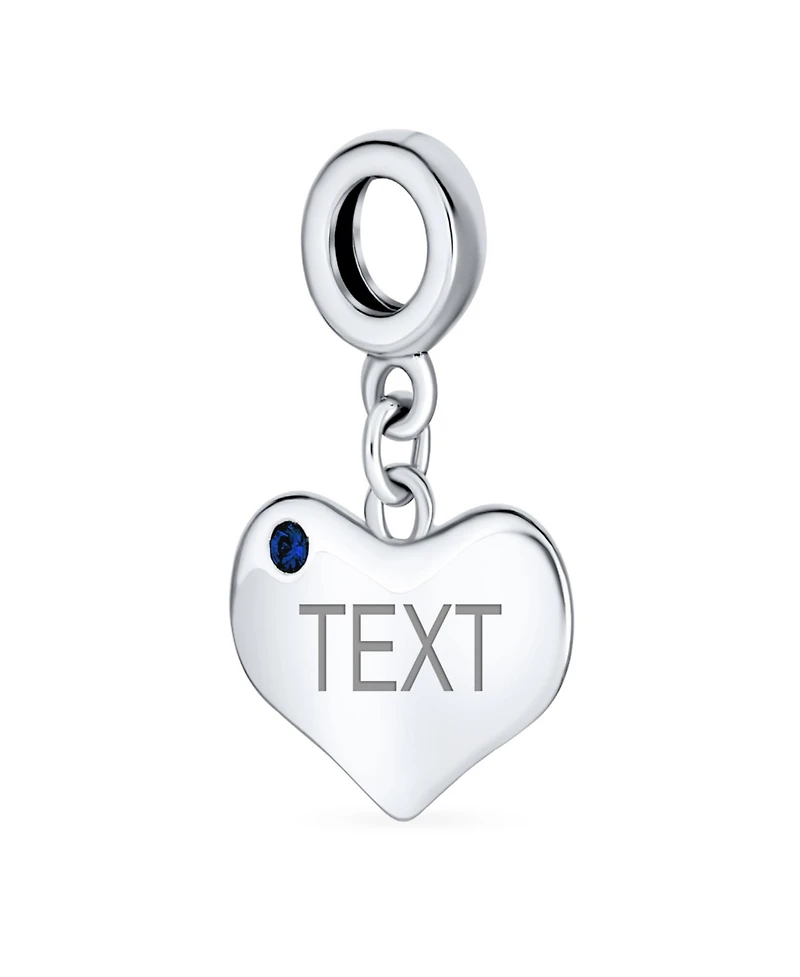 Bling Jewelry Crystal Accent Dangle Heart Shape Charm Bead Sterling Silver