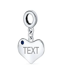 Bling Jewelry Crystal Accent Dangle Heart Shape Charm Bead Sterling Silver