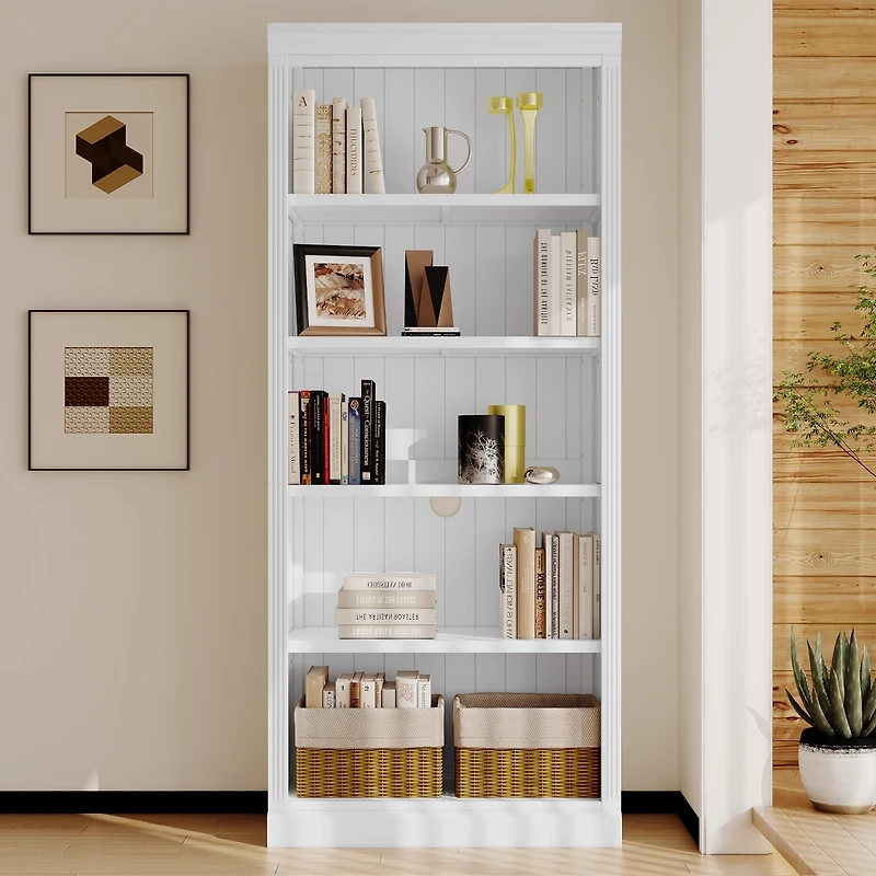Streamdale Furniture Streamdale Stylish 5-Tier Wood Bookcase with Adjustable Shelves