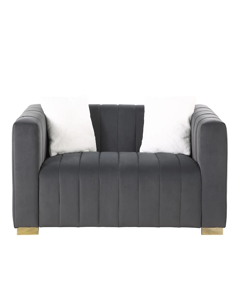 Streamdale Furniture A modern channel sofa take on a traditional Chesterfield, Grey color, loveseater