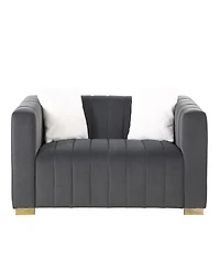 Streamdale Furniture A modern channel sofa take on a traditional Chesterfield, Grey color, loveseater