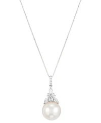Grown With Love Cultured Freshwater Pearl (12mm) & Lab Grown Diamond (1/2 ct. t.w.) 18" Pendant Necklace in 14k White Gold
