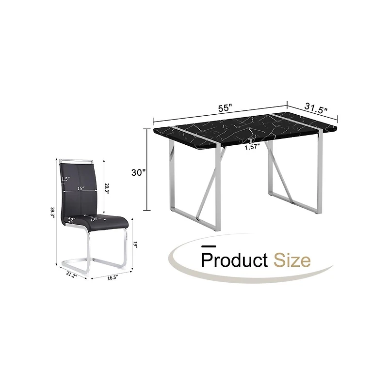 Streamdale Rustic Industrial Mdf Dining Table and 6 Chairs