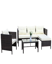 Streamdale 4-Piece Wicker Patio Conversation Set with Cushions