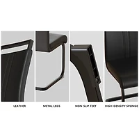 Streamdale Furniture 59" Rural Industrial Rectangular Mdf Black Dining Table Set and Pu Armless Dining Chair Set, 6 pieces. Kitchen Black Metal Table