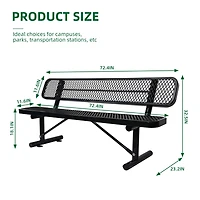 Streamdale 6 ft. Outdoor Steel Bench with Backrest in Black