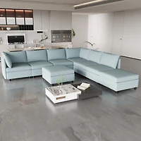 Streamdale Furniture Modular Sectional Sofa, Convertible Sofa Seat With Storage, Sleeper Sectional Sofa Set, Fabric Flexible Modular Combinations for