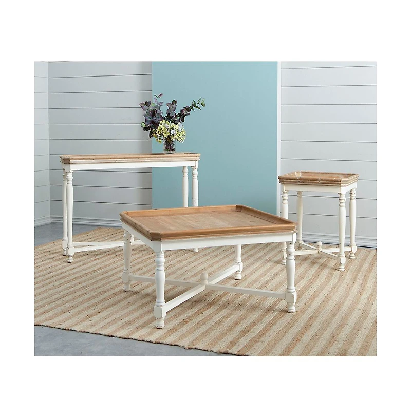 Simplie Fun 33x33x19" Square Alcott coffee Table, French Countory Tray Table