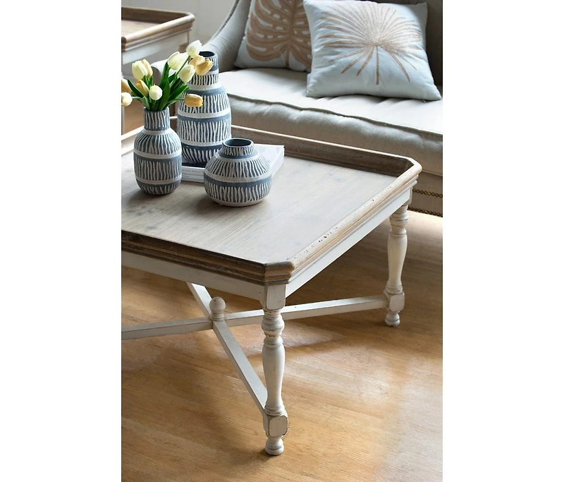 Simplie Fun 33x33x19" Square Alcott coffee Table, French Countory Tray Table