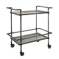 Streamdale Furniture 30.7x17.1x34.6" Percy Galvanized Metal Bar Cart in Gray & Black