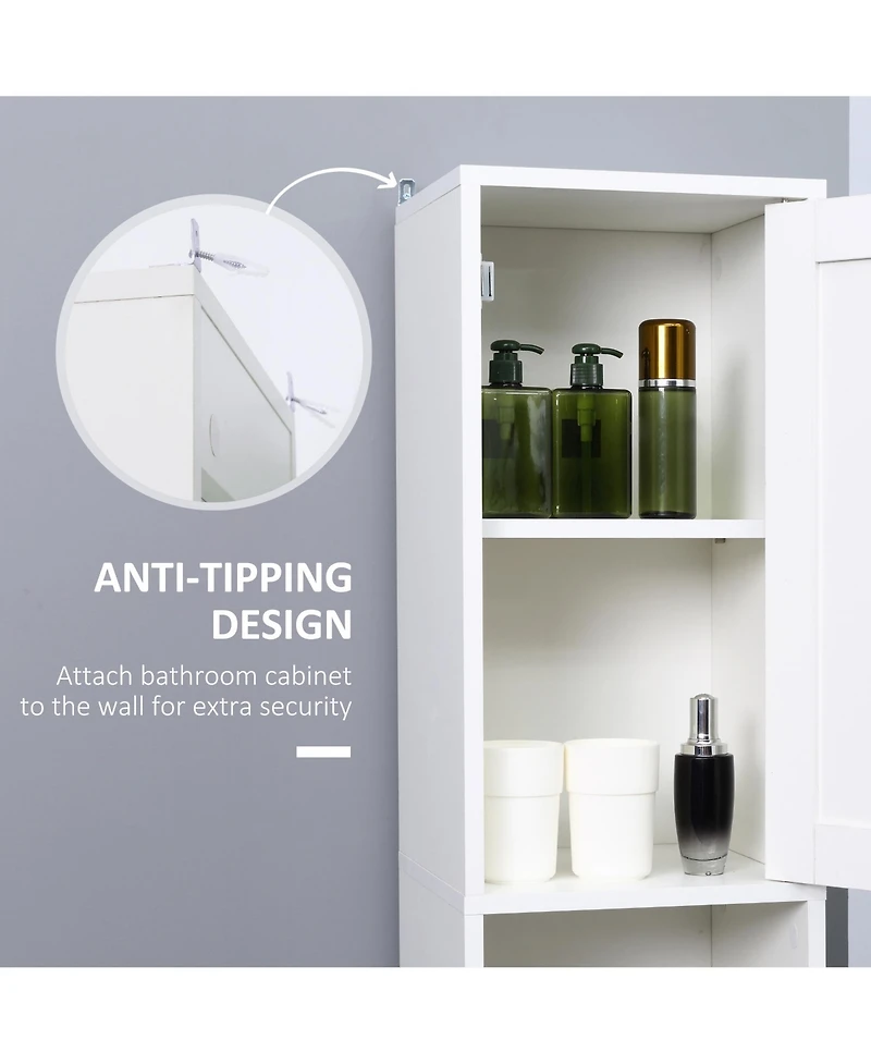 Tall Bathroom Storage Cabinet with Mirror, Wooden Freestanding Tower Cabinet with Adjustable Shelves, for Bathroom, or Living Room, White