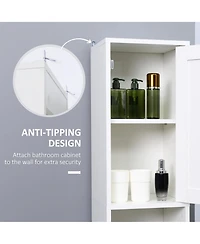 Tall Bathroom Storage Cabinet with Mirror, Wooden Freestanding Tower Cabinet with Adjustable Shelves, for Bathroom, or Living Room, White