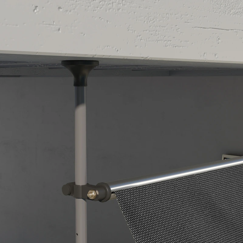 Manual Retractable Awning, 118" Non-Screw Freestanding Patio Sun Shade Shelter with Support Pole Stand and Uv Resistant Fabric, for Window, Door,