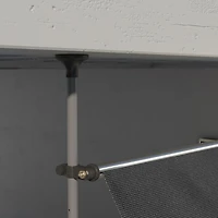 Manual Retractable Awning, 118" Non-Screw Freestanding Patio Sun Shade Shelter with Support Pole Stand and Uv Resistant Fabric, for Window, Door,