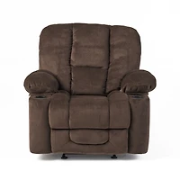 Streamdale Furniture Luxurious Manual Recliner Chair In Chocolate With Skin-Friendly Fabric And Dual Cup Holders