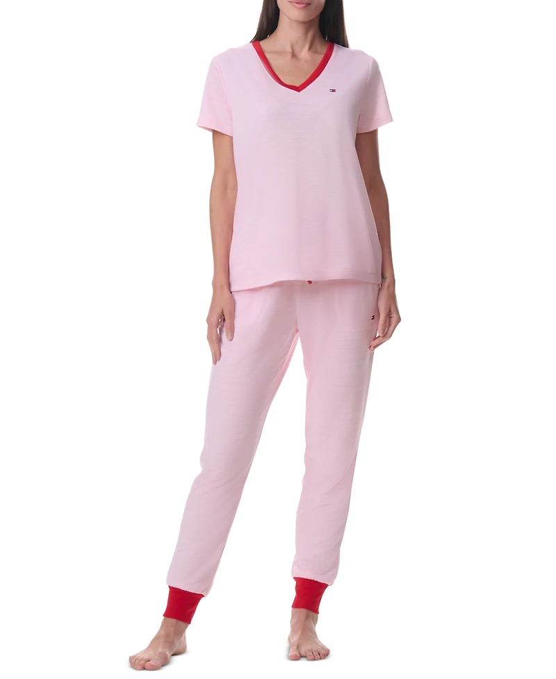 Tommy Hilfiger Women's Printed Short-Sleeve Tee & Jogger Set