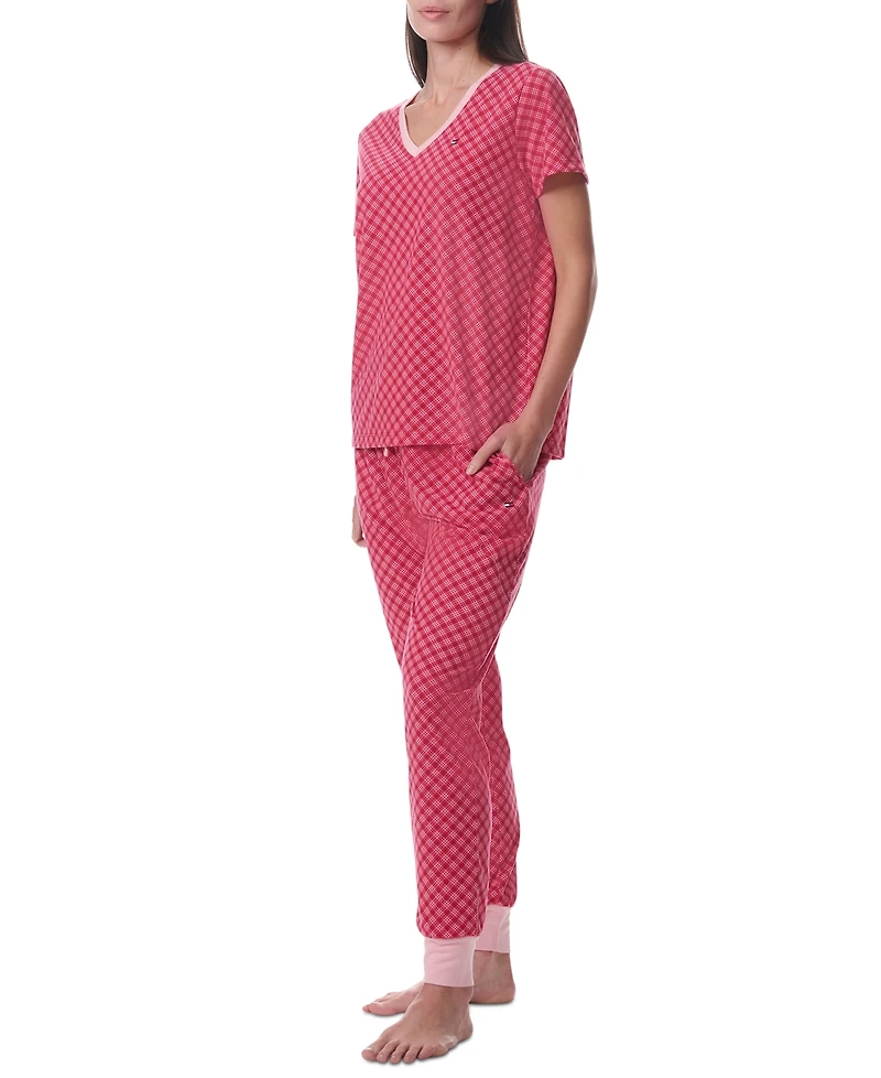 Tommy Hilfiger Women's Printed Short-Sleeve Tee & Jogger Set