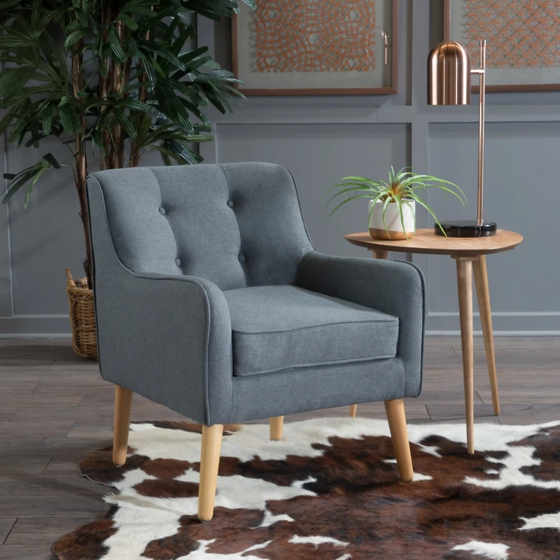Streamdale Furniture Mid-Century Modern Tufted Arm Chair With Retro Legs