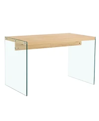 Streamdale Furniture The Top of the Coffee Table is Made of Medium Density Fiberboard and Wooden Stickers, with Transparent Tempered Glass on both Sid