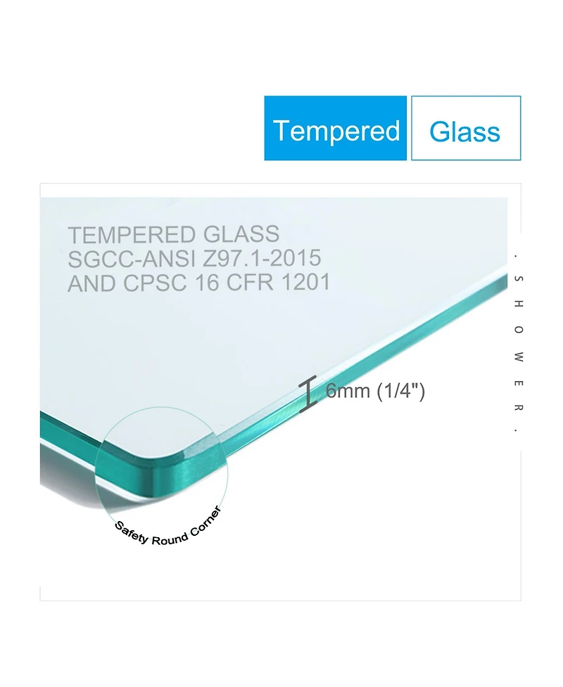 1 3/8" adjustment, universal pivot shower door, open outside, with 1/4" tempered glass