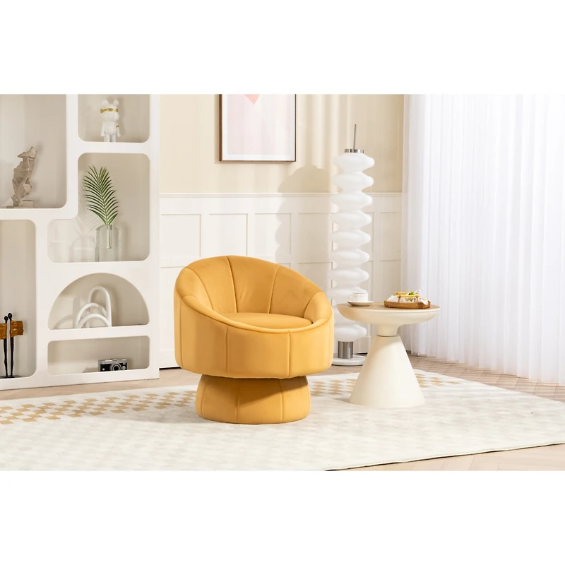 Streamdale Furniture Mid Century Modern Accent Chair with Wood Frame, Upholstered Swivel Chair For Living Room Chairs with Waist Cushion, Reading Armc