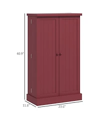 41" Kitchen Pantry Storage Cabinet, Freestanding Kitchen Cabinet with 12 Door Shelves, Double Doors, 5-tier Shelving and Adjustable Shelves, Pain