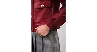 Furniq Uk Women's Leather Jacket, Burgundy, Created for Macy's
