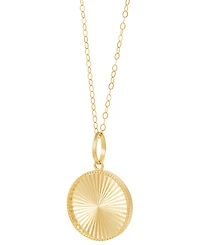 Polished Sunray Round Disc 18" Pendant Necklace in 10k Gold