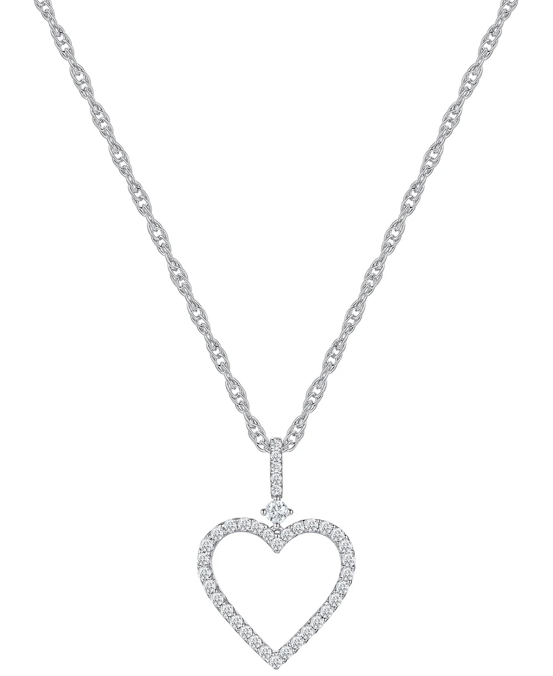 Diamond Open Heart 18" Pendant Necklace (1/4 ct. t.w.) in Sterling Silver
