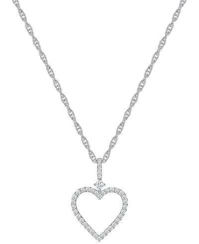 Diamond Open Heart 18" Pendant Necklace (1/4 ct. t.w.) in Sterling Silver