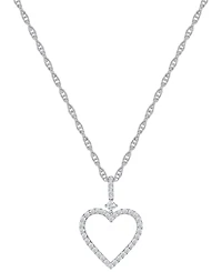 Diamond Open Heart 18" Pendant Necklace (1/4 ct. t.w.) in Sterling Silver
