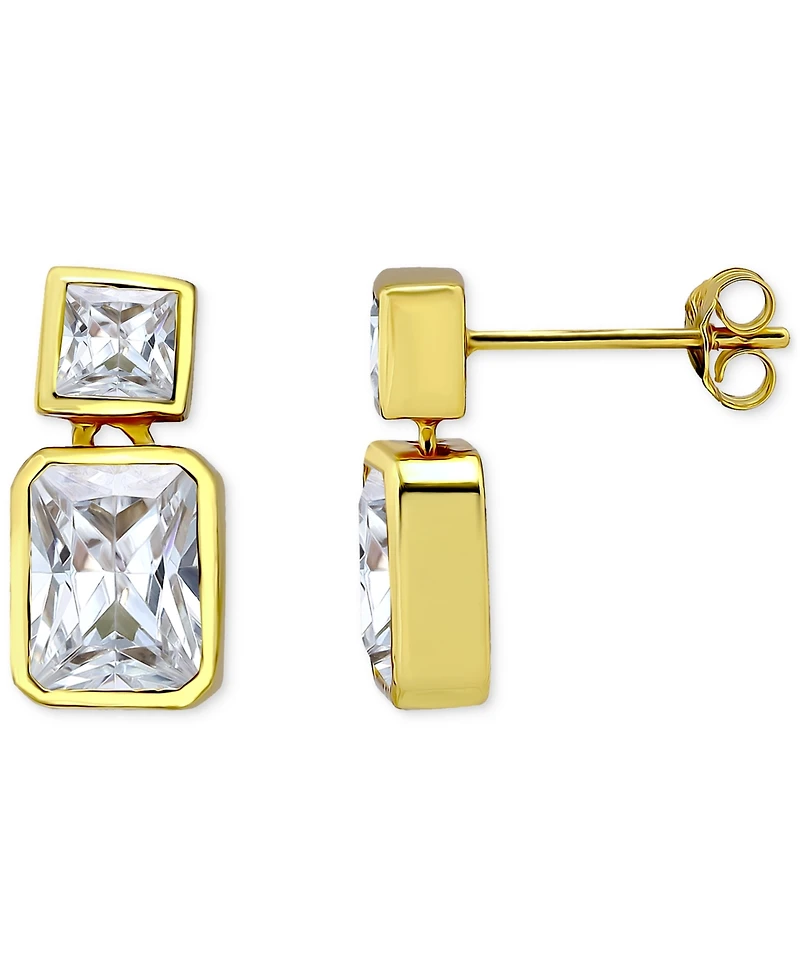 Giani Bernini Cubic Zirconia Octagon & Square Drop Earrings 18k Gold-Plated Sterling Silver, Created for Macy's
