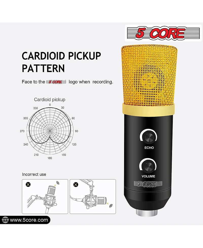 5 Core Podcast Equipment Bundle Professional Studio Xlr Condenser Recording Microphone Kit for vocals