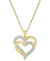 Diamond Overlap Heart 18" Pendant Necklace (1/10 ct. t.w.) Sterling Silver, 14k Gold-Plated Silver or Rose