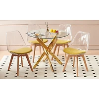 Streamdale Furniture 1+4,5pieces dining set, Table metal leg Dining Table for 4-6 people With glass Table Top, Pedestal Dining Table, End Table Leisur
