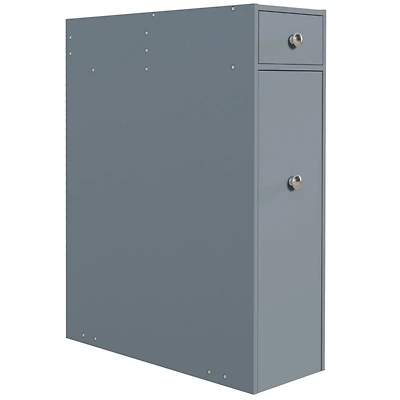 Bathroom Floor Organizer Free Standing Space Saving Narrow Storage Cabinet Bath Toilet Paper Holder with Drawers, Gray