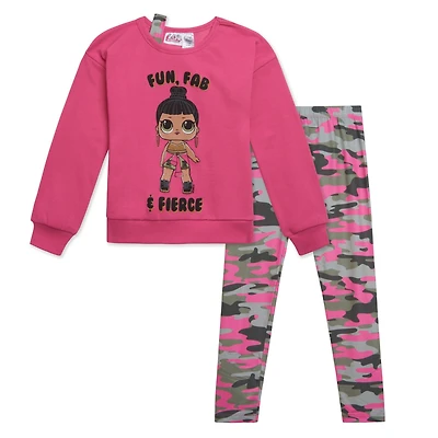 L.o.l. Surprise! Girls French Terry Sweatshirt and Leggings Outfit Set