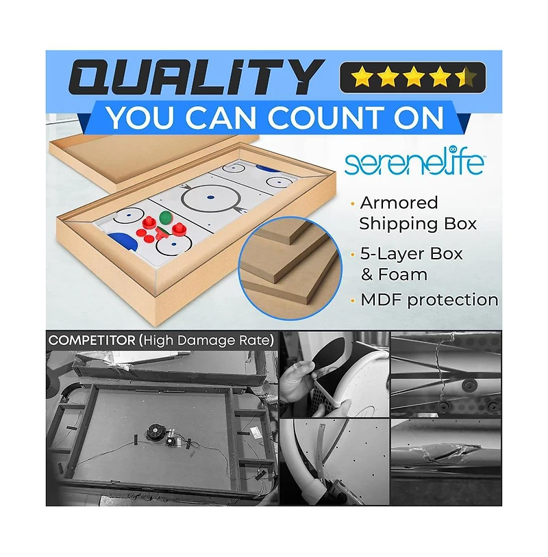 SereneLife 54" Air Hockey Table with Digital Led Scoreboard and 12V Fan Motor