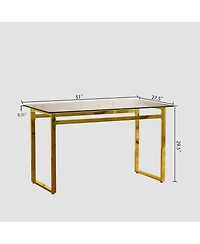Streamdale Furniture 51 inch Glass Dining Table Set for 4, Dining Table & Chair Sets with Golden Plating Legs for Kitchen, Modern Rectangle Tempered G