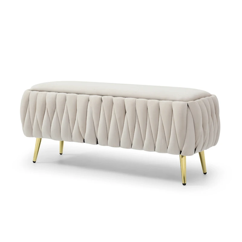 Streamdale Gold-legged Velvet Storage Bench