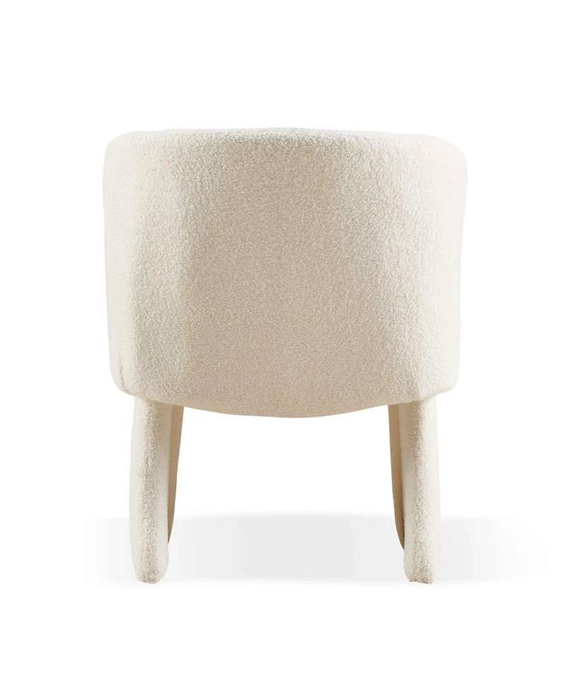 Simplie Fun Modern Accent Chair White Single Sofa Chair, Upholstered Side Chair Teddy Comfy Chair for Dining Room/Bedroom/Living Room/Reception-Off Wh