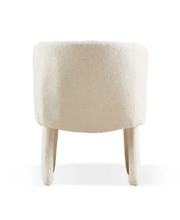 Simplie Fun Modern Accent Chair White Single Sofa Chair, Upholstered Side Chair Teddy Comfy Chair for Dining Room/Bedroom/Living Room/Reception-Off Wh