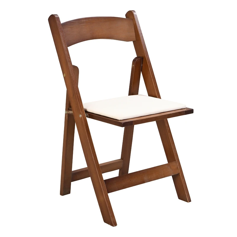 Streamdale Furniture Upholstered folding chair, space saving, easy to carry, 4PCS, Walnut shelf+Beige cushion, Dining room