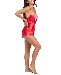Linea Donatella Women's Satin Lace-Trim 2pc. Cami & Short Set