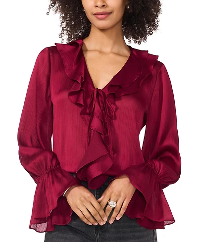 Vince Camuto Women's Ruffled V-Neck Bell-Sleeve Blouse